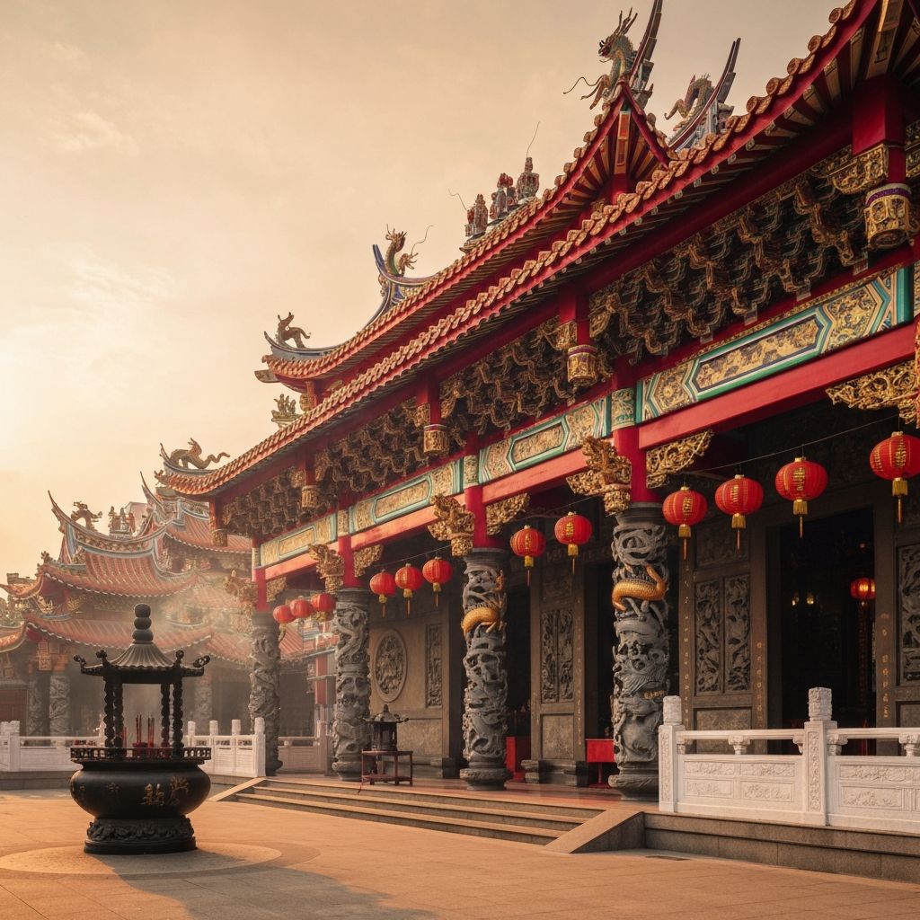 台北龍山寺——精緻的紅色傳統建築與裊裊香煙